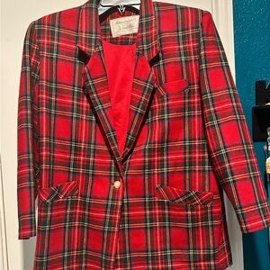 Classic Red Plaid Women's Blazer